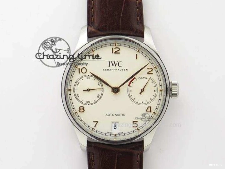 MIROTIME 0410 Unisex Portuguese Real PR RG IW500702 ZF 1:1 Best Edition On Brown Leather Strap A52010 V 7303